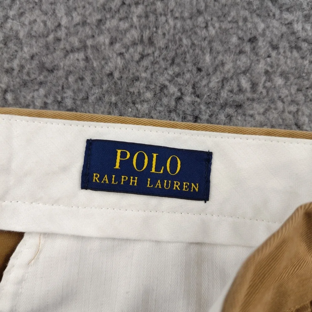 Polo Ralph Lauren Mens Chino Pants 33x30 Khaki Cotton Straight Trousers Preppy